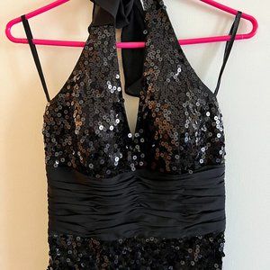 White House Black Market Black Sequin Mini Dress Size 0